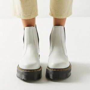 DR. MARTENS White Chelsea Platform Boots